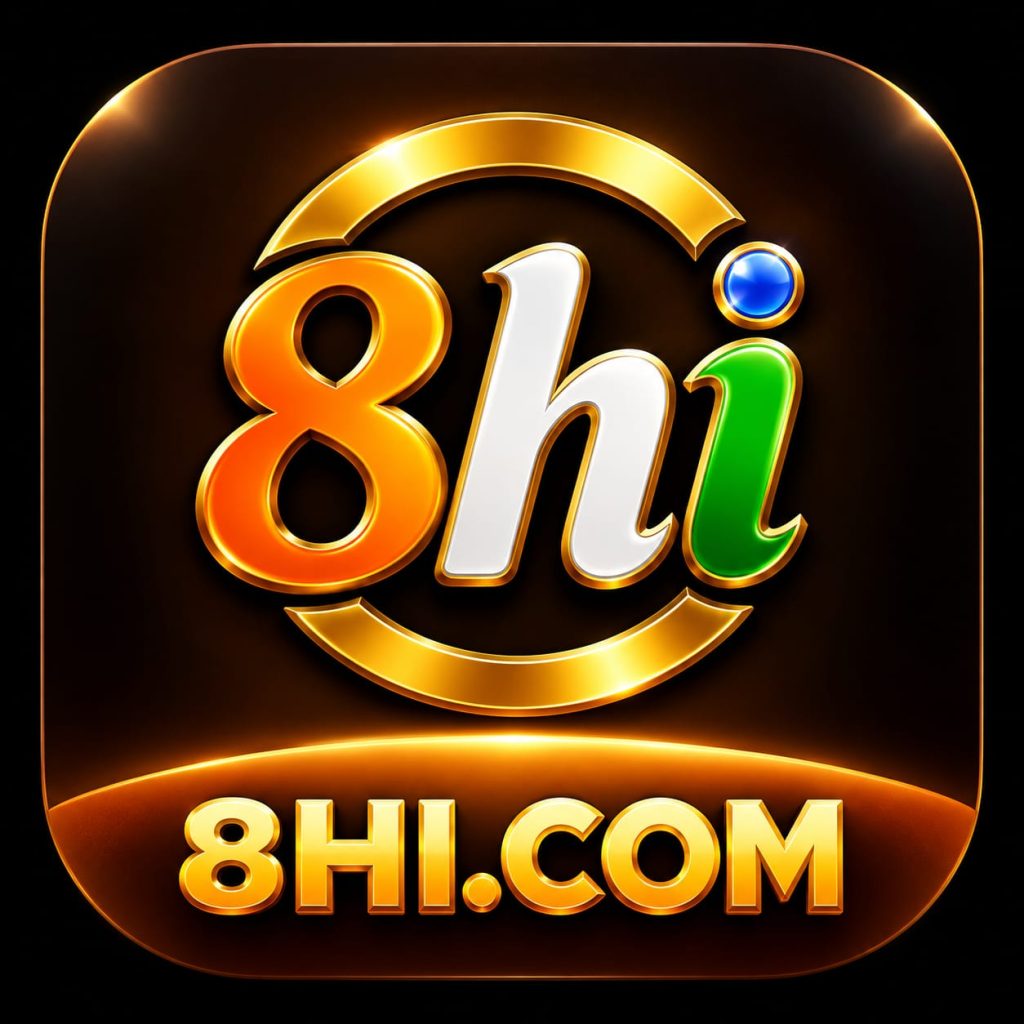 8HI Game logo with golden 3D design, colorful 8hi text, and 8HI.com online gaming branding.